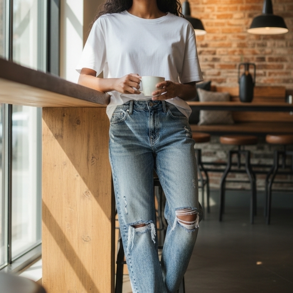 Distressed Light Blue Jeans